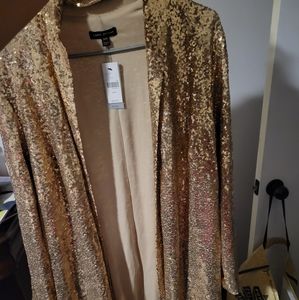 Knee Length Sequin Gold Duster
